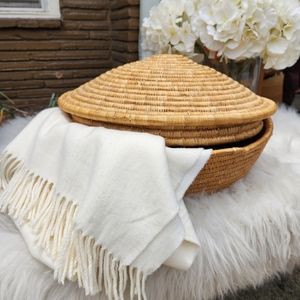 Vintage Native American Coiled Woven Basket | Large